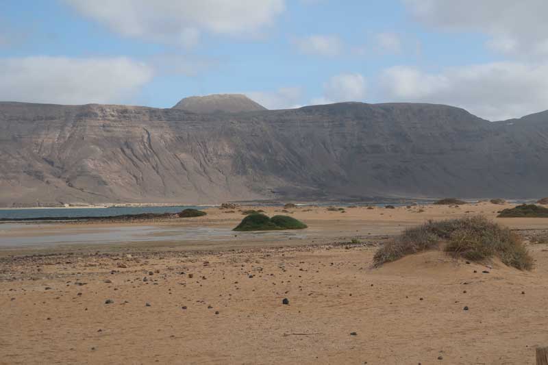 Camping La Graciosa El Salado with views to Famara in Lanzarote