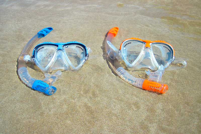 Snorkel Equipment in sand beach